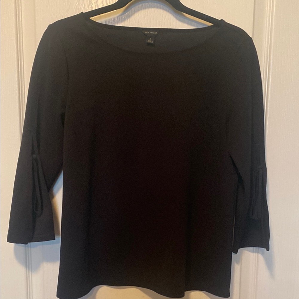 Black Bateau Neck 3/4 Sleeve Blouse